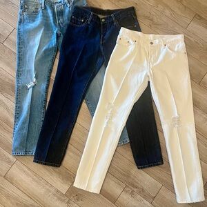 3 Pairs of Levi’s 501 Button Fly Women’s 100% Cotton Jeans Size 25